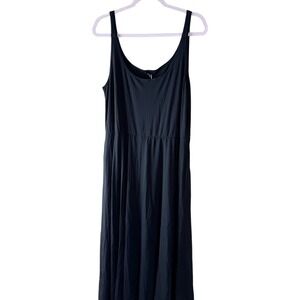 Quince Tencel Jersey Fit & Flare Dress Black XL Casual Comfort Sleeveless